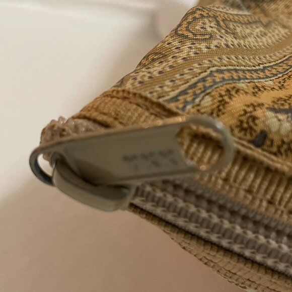 Vintage ETRO Profumi Double Handle Tote Bag in Paisley Beige Gold Nylon EUC - Picture 10 of 13